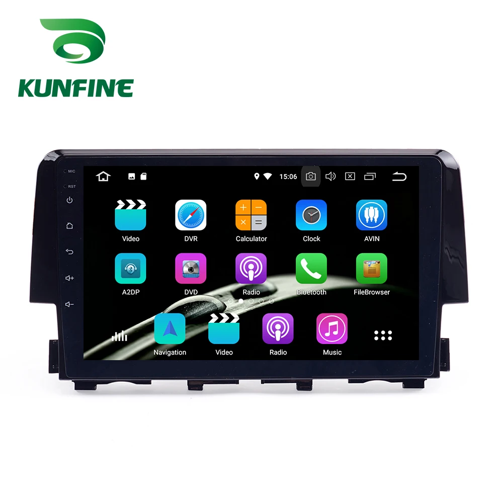 KUNFINE Android 9,0 Ram 4G Rom 64G PX6 Cortex A72 автомобильный DVD GPS; Мультимедийный проигрыватель автомобильный стерео для Honda Civic 2016 радио головное устройство