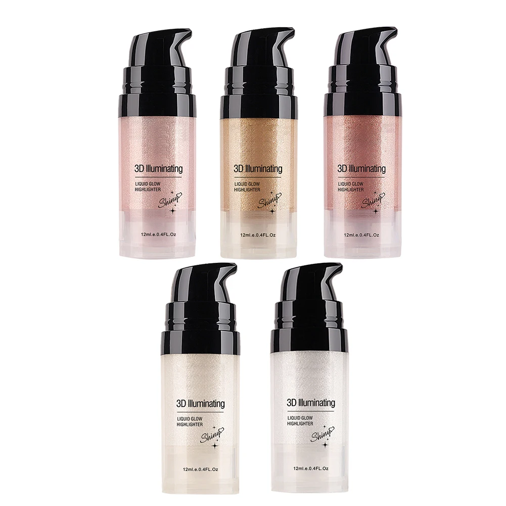 Лица хайлайтер 5 цветов макияж гладкой Shimmer Glow жидкости осветитель для мейкап контура лица