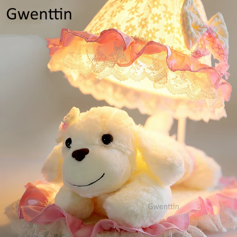 

Modern Children Doll Table Lamps Cartoon Dog Led Stand Light Fixtures Kids Baby Standing Lights Bedroom Bedside Lamp Luminaire