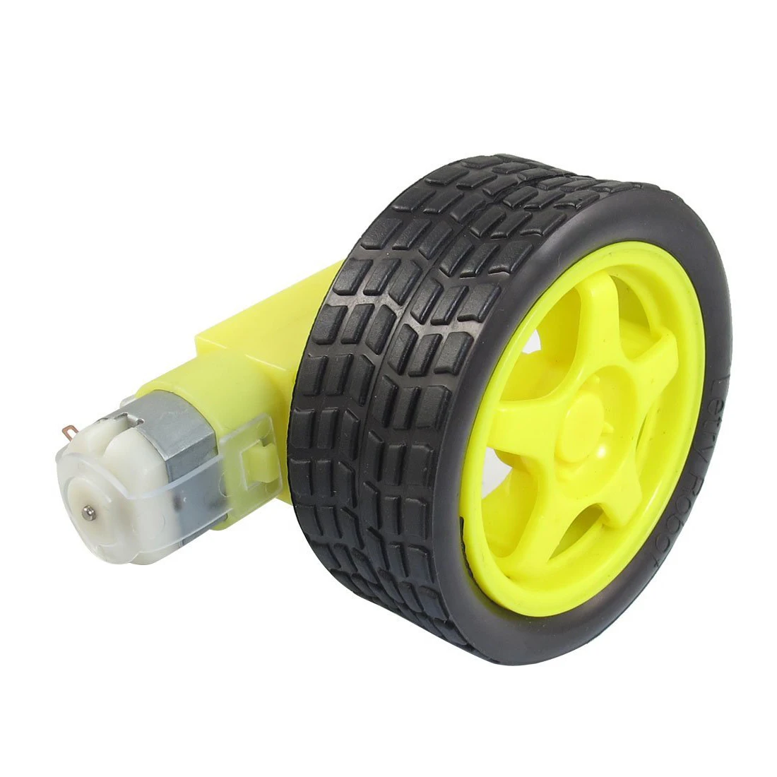 Yellow Black Tire Wheel Single Shaft Geared Motor 15RPM 160mA 3V DC