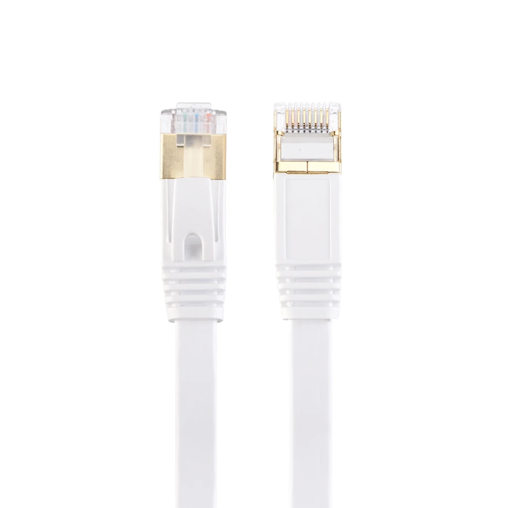Black White Cat 7 Flat Ethernet Cable Cat7 Network Patch Cable 12351530M RJ45 Shielded (SSTP) Lan Cable CAT7 CAT 7 Cable    (9)