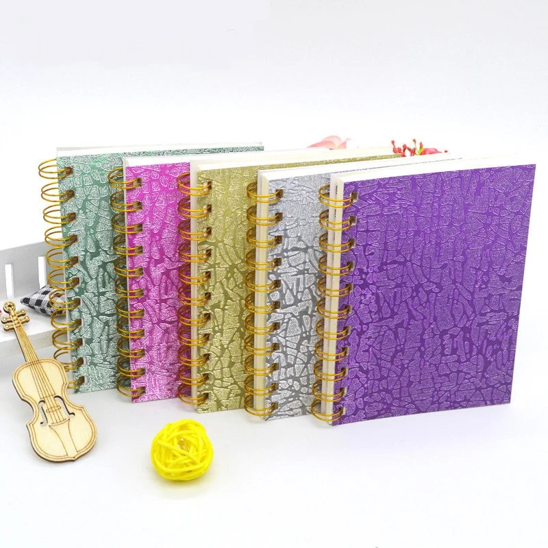 

Cute Leather Texture Pattern Notebook Colorful Paper Cover A6 Notebooks Lined Composition Diary Coil Binding Mini Pad Stationery