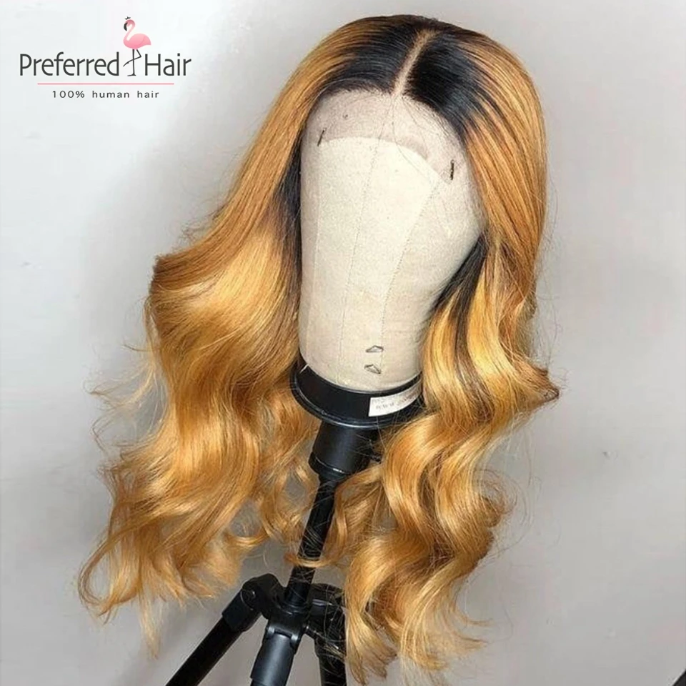 Предпочтительный Preplucked Hairline Омбре блонд кружева перед парик 13x4 кружева перед человеческие волосы парики для черных женщин бразильские