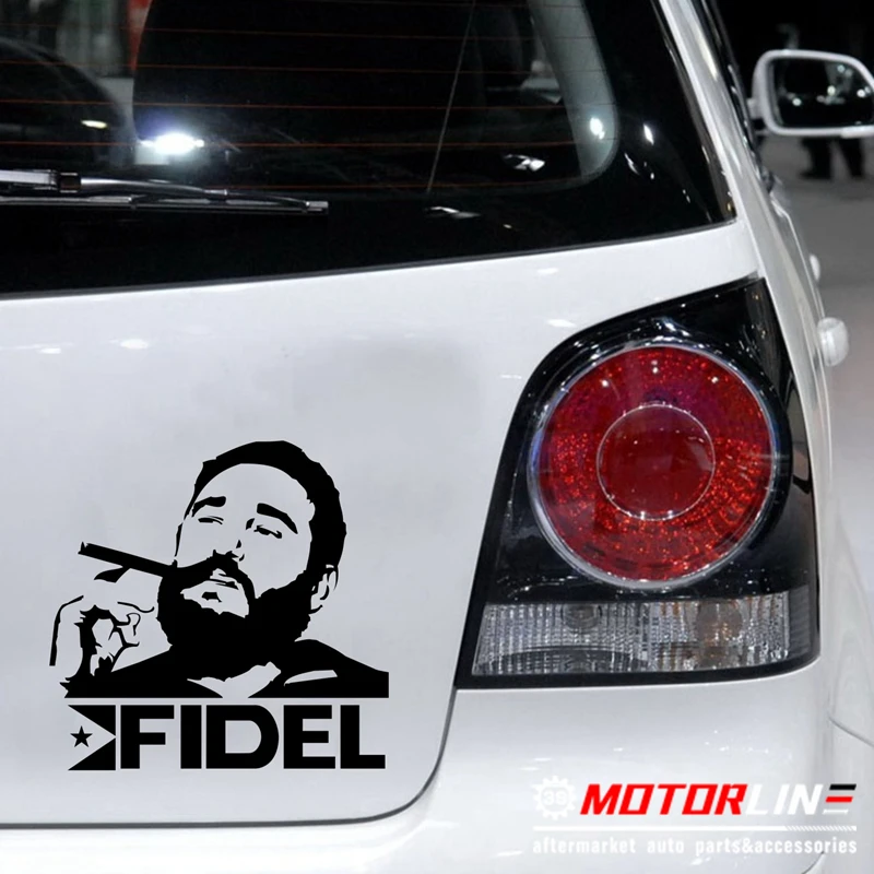 

Cuba Leader Fidel Castro Decal Sticker Cigar Car Vinyl pick size color no bkgrd