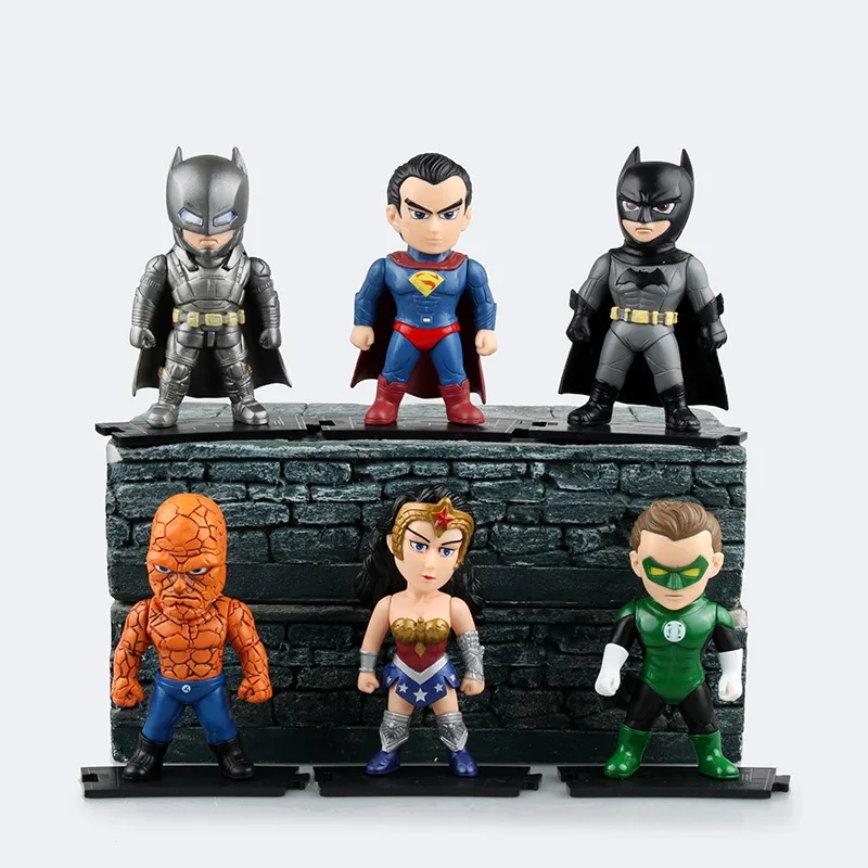 

Anime Figure 6pcs/set 10CM Superman Batman Green Lantern Wonder Woman PVC Action Figure Collectible Model Toy