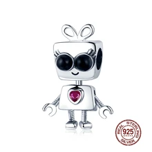 MOWIMO модный серебряные бусины 925 пробы робот шармы для девочек подходят оригинальные Пандора браслеты кулон для женщин ювелирных изделий BKC885