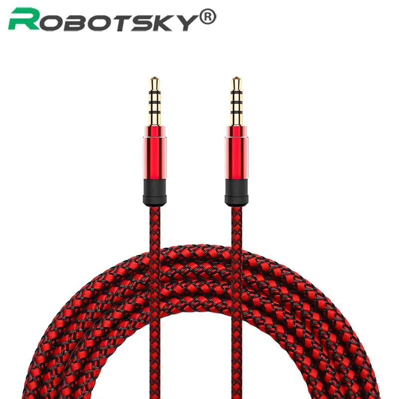Jack 3 5mm Audio font b Cable b font Gold plated head Male to Male Nylon