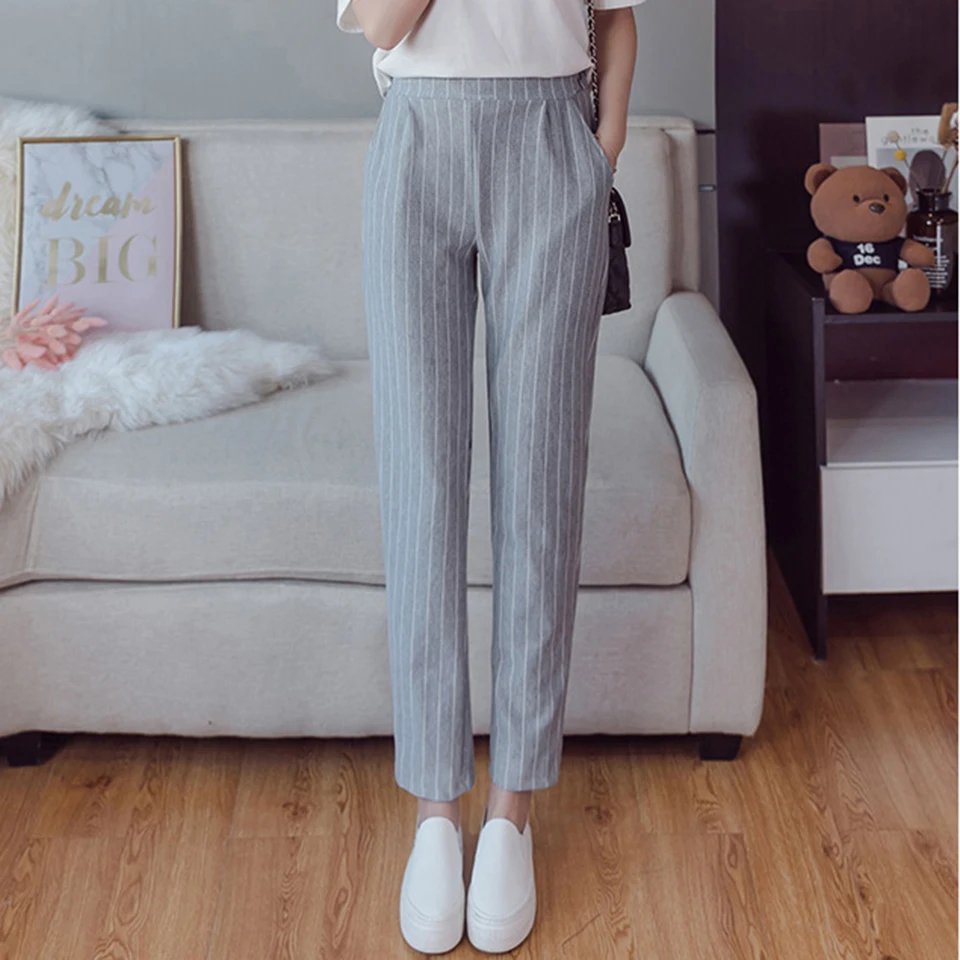 ZYFPGS 2019 Hot Women's Nine Points Casual Pants Stripe Pop Casual Women Pants Plus Size Loose Straight Slim Pencil Pants Z0923 ZYFPGS 2019 Hot Women's Nine Points Casual Pants Stripe Pop Casual Women Pants Plus Size Loose Straight Slim Pencil Pants Z0923