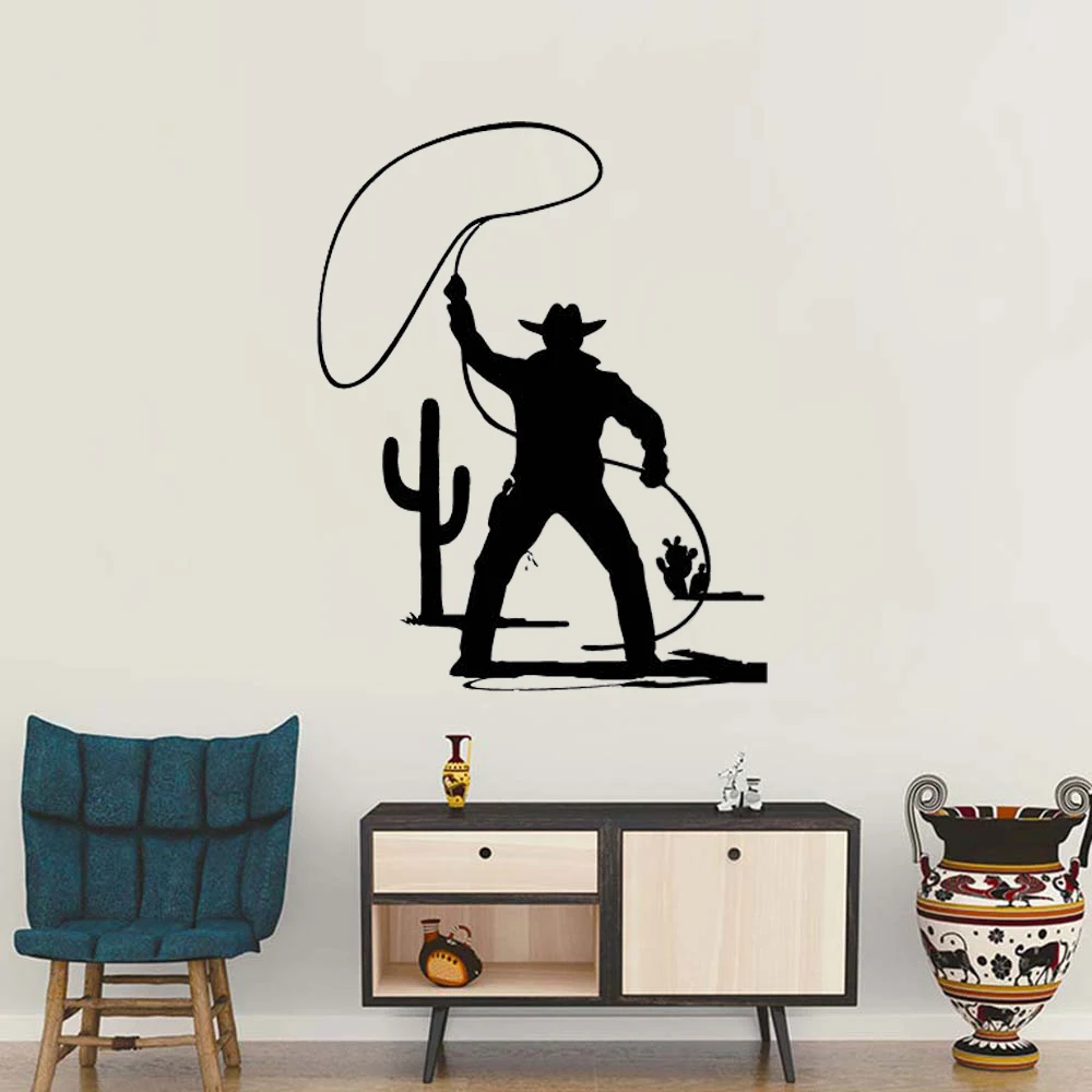 

New Arrival Wall Sticker Decal Wild West Cowboy Hat Western Style Horse Bull Vinyl Wall Decals Livingroom Mural Home Decor LC150