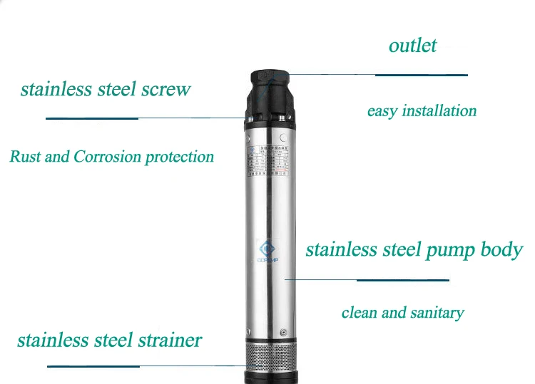 Погружной насос для глубоководных скважин, 220 В, водяной насос, погружной, устойчивый к коррозии, Электрический водяной насос из нержавеющей стали, 220 В