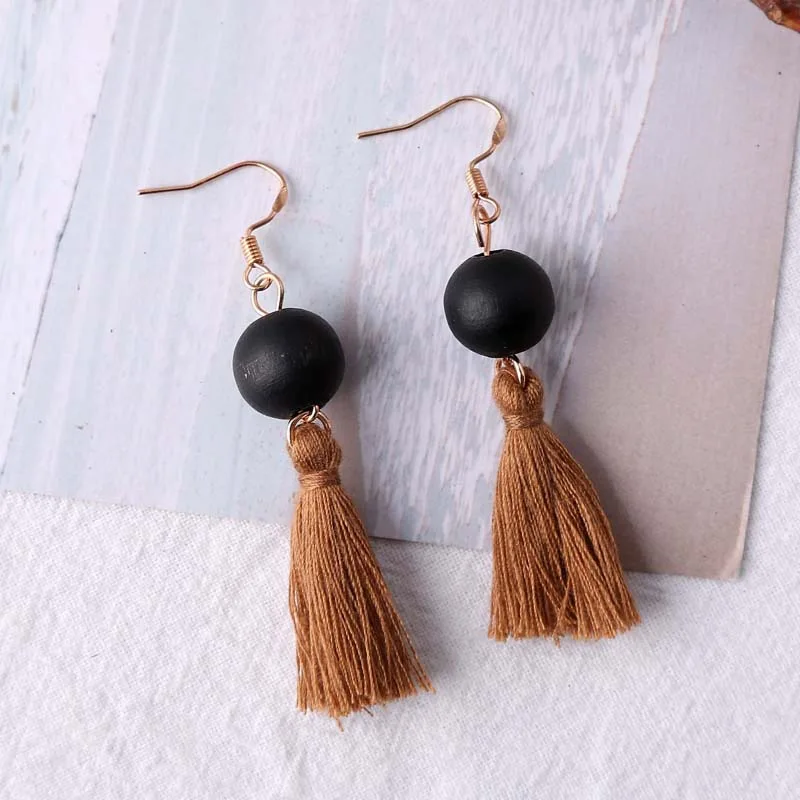 

8Seasons Fashion Women Jewelry Vintage Drop Earrings Irregular Geometric Wooden Beads Pendants Classic Gift For Women Gift,1Pair