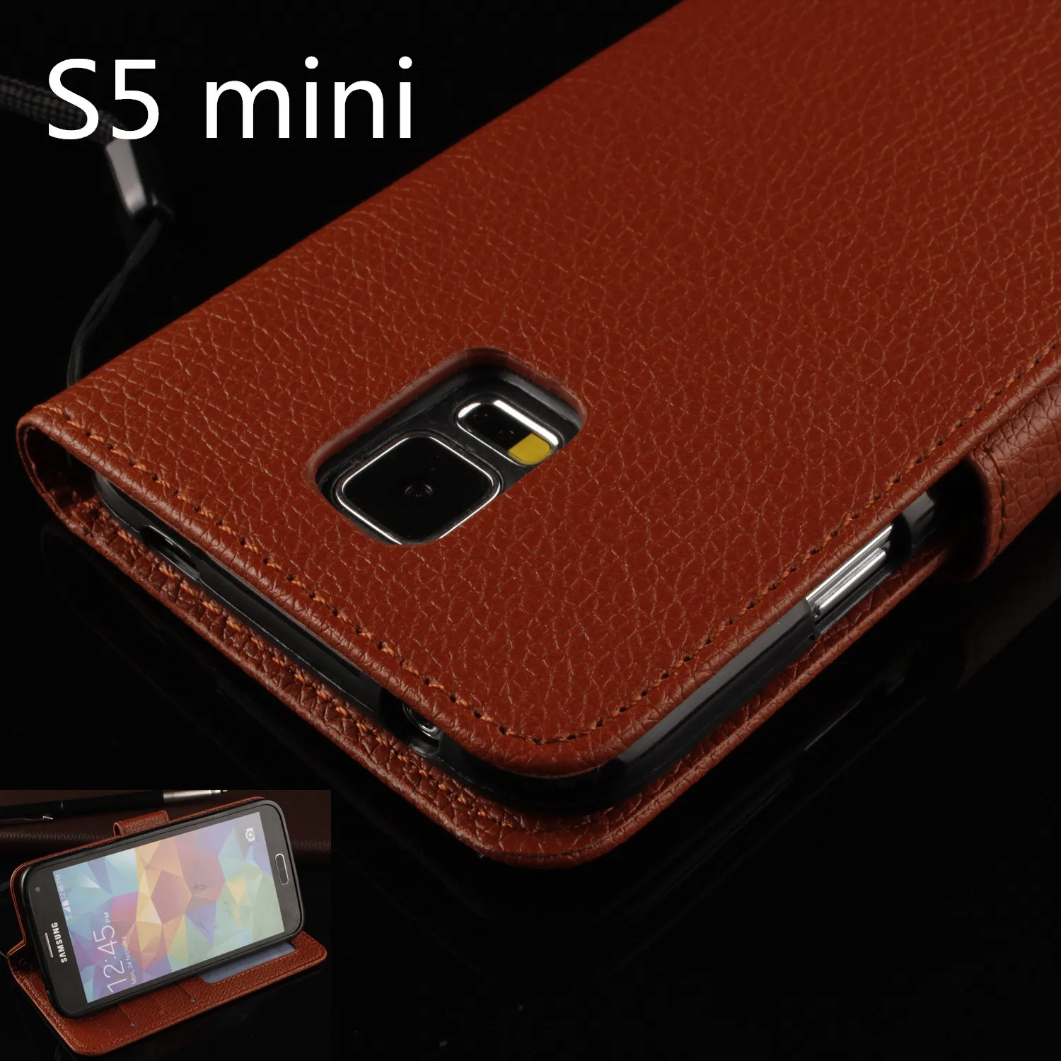 

Flip phone case for Samsung Galaxy S5 Mini G800 cover case drop detection holster Cash Holder Photo Frame +1 Film +1 Lanyard