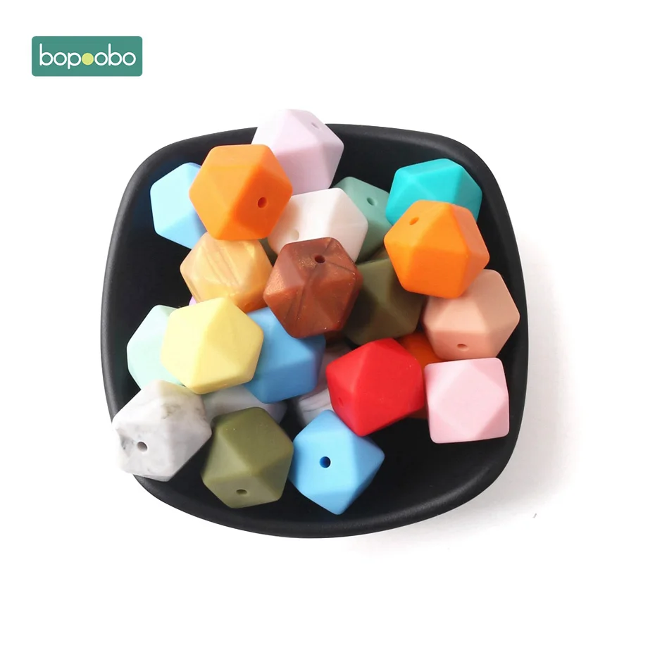 Bopoobo 50pc Silicone Hexagon Beads Baby Teething Beads Silicone Rodent Baby Nursing Accessories Silicone Teething Beads - Цвет: Random