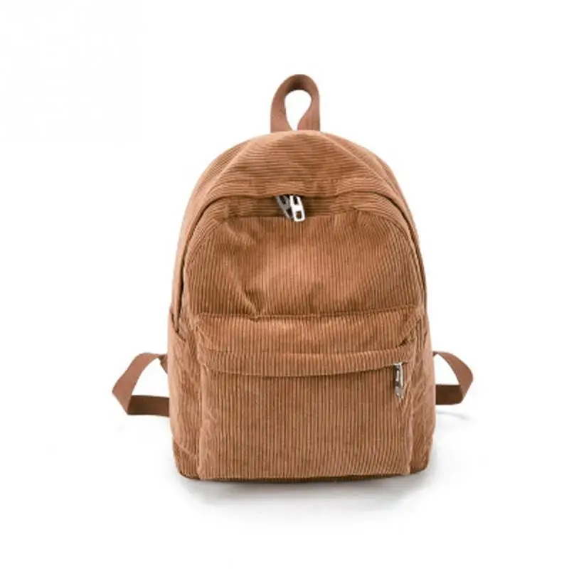 

Casual Women Backpack Retro Solid Color Soft Corduroy Backpack Simple Tote Backpack School Bags Teenager Girls Shoulder Bag