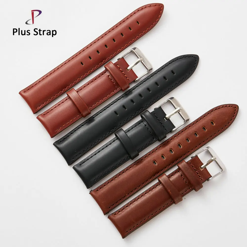 

Plus strap 13, 17, 19, 20mm suitable for men and women regular watch band with stainless steel buckle brown black watch strap.