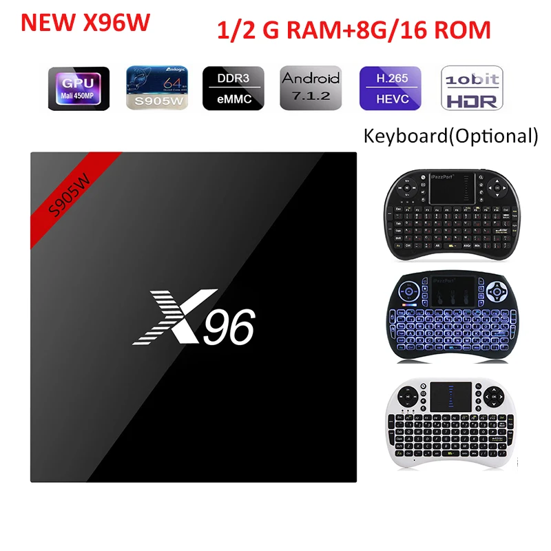 

Original X96 X96W Smart TV Box Media Player Android TV Box 7.1 Amlogic S905W CPU 1G/8G 2G/16G 2.4GHz WiFi HD 4K Set top Box