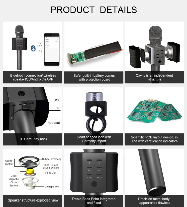 TOSING караоке микрофон Bluetooth беспроводной конденсаторный профессиональный мобильный телефон KTV MIC музыкальный плеер для iOS Android