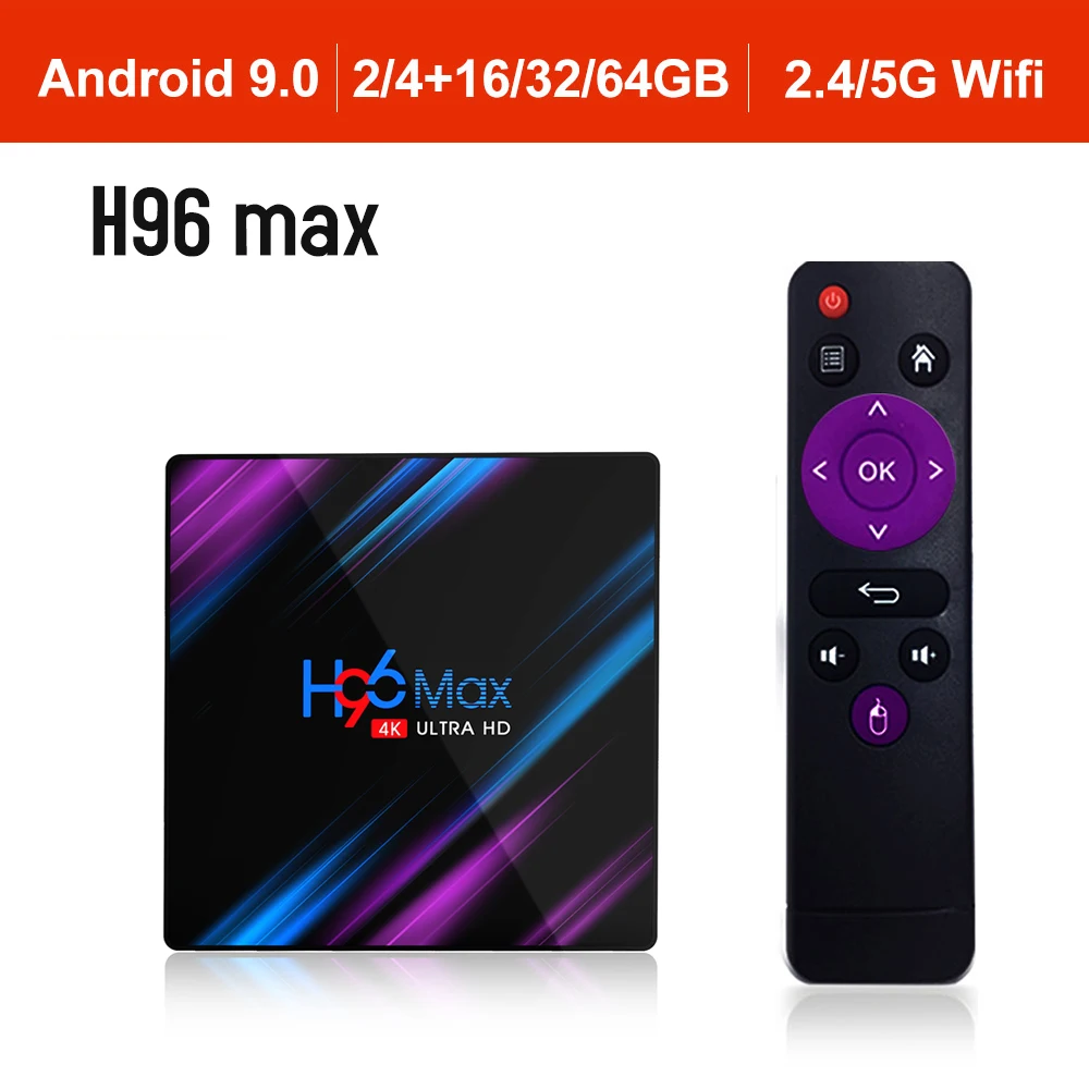 H96MAX Android 9,0 ТВ коробка RK3318 4 ядра 64bit 2,4G/5,8G, Wi-Fi, BT 4,0 4K HD медиа-плеер мини Декодер каналов кабельного телевидения голос Управление H96 MAX