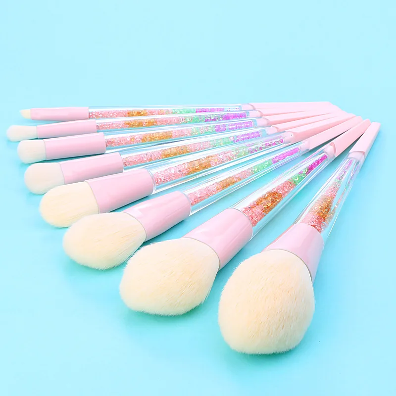 New 8pcs Beauty Makeup Brushes Diamond Crystal Set Professional Eyeliner Eyebrow Eyeshadow Brush Set Makeup Bag Tool Kits Hzs12 (4)