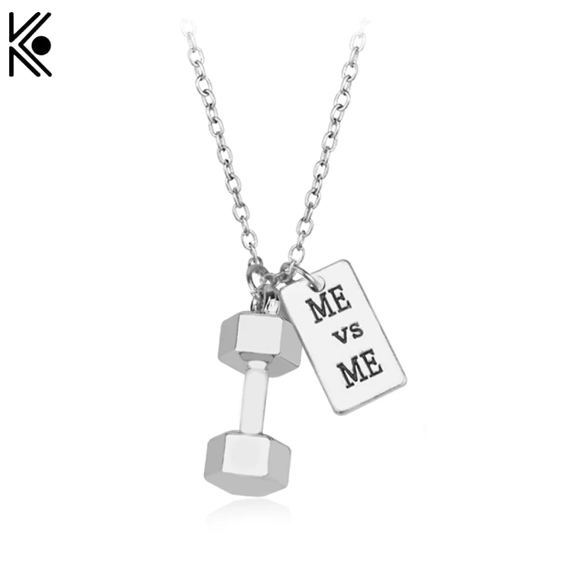 

New Products Men's Pendant Gymnastic Dumbbell Trophy Kettlebell Necklace Jewelry Fashion DIY Gym Dumbbell Charm Necklace Jewerly