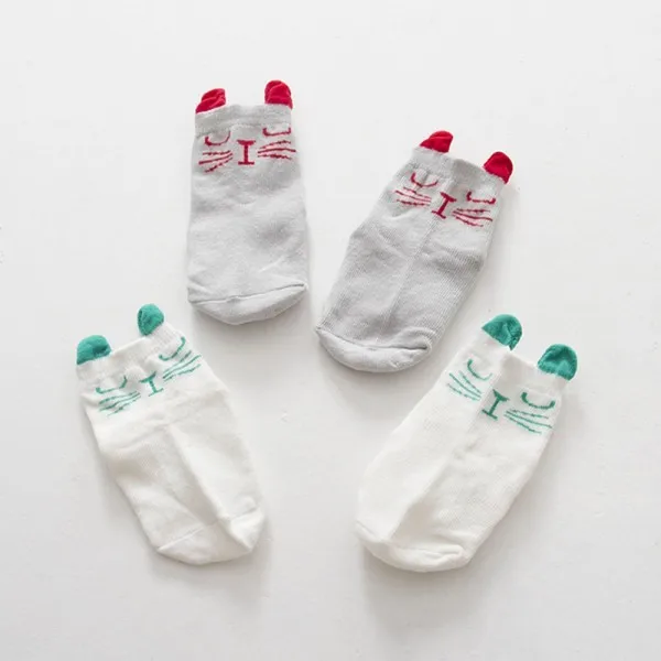 Заводская цена! Милые детские носки Смешанный хлопок печатных милый кот Нескользящие мягкие носки для малышей От 0 до 4 лет zv837