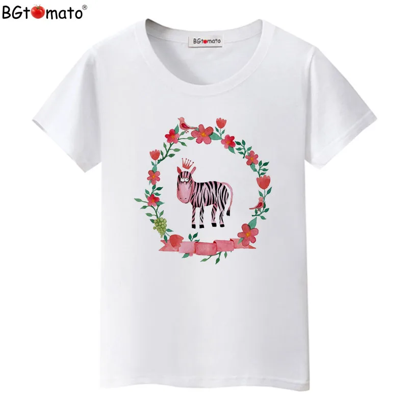 

2022 T shirt Flower and zebra beautiful t-shirt women Hot sale new style top tees Short sleeve O-neck casual tshirt women