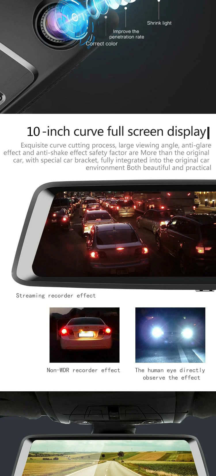 QUIDUX A9 полноэкранный потоковый видеорегистратор ROM16G+ RAM1G 4G Android gps навигация зеркало заднего вида автомобиля Bluetooth видео регистратор Dashcam