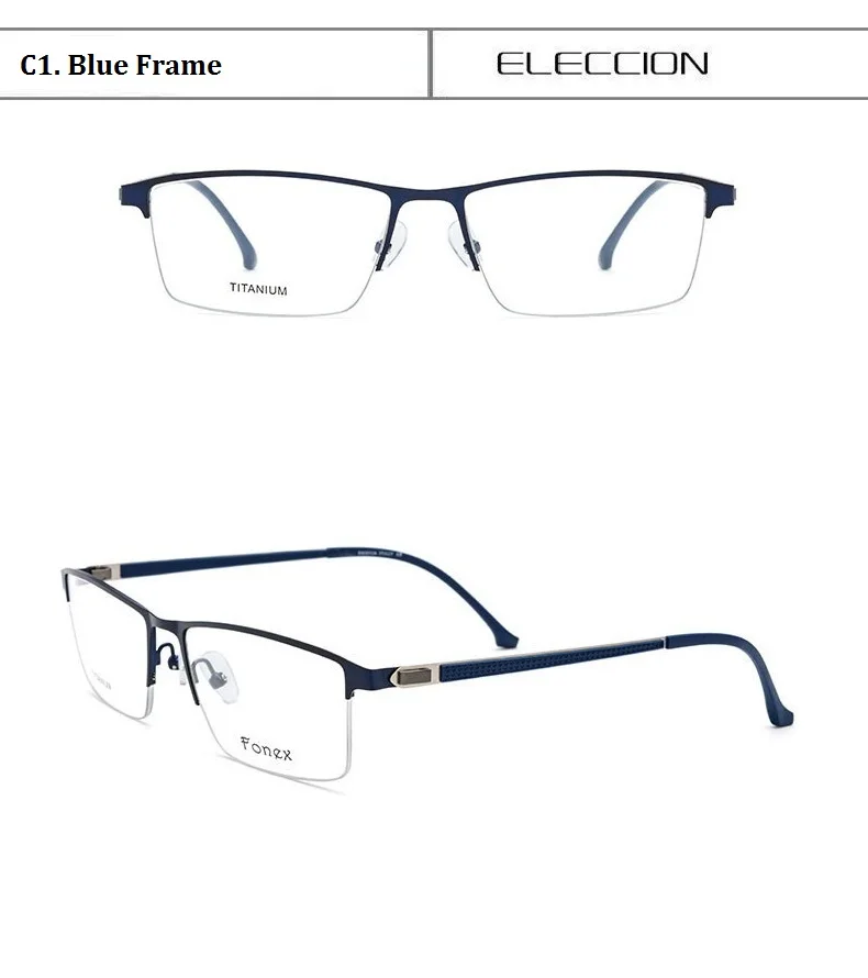 ELECCION обод из титанового сплава Половина очки Оптические оправа для очков для мужчин корректирующие очки при близорукости рамка
