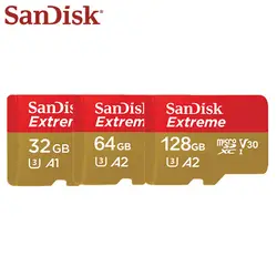 100% Оригинал SanDisk Micro SD карта 32 ГБ 64 ГБ A1 высокое Скорость 160 МБ/с. U3 128 ГБ A2 V30 UHS-I памяти Extreme карты Microsd карты памяти