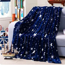 Hoher Dichte Super Weich Flanell Decke auf für die sofa bett textile niedlichen plüsch wolle flauschigen blau grüne sterne jungen decke