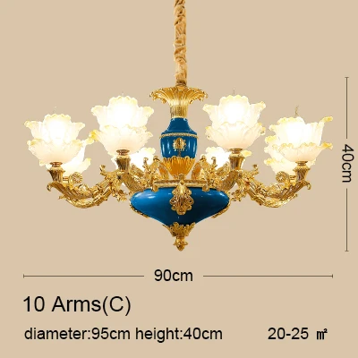 Современная Золотая хрустальная люстра для гостиной, спальни, свадебного украшения, лампа с подвеской в виде лотоса - Цвет абажура: C 10 arms