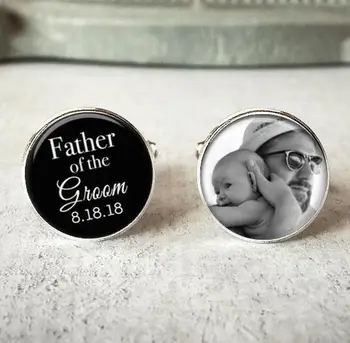 

personalized photo wedding Father of the groom cufflinks cuff links,customize wedding photo cufflinks keepsake gift For dads