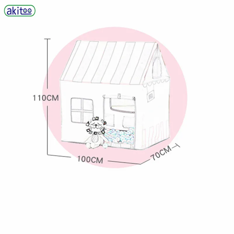 Akitoo персик замша картина маслом дети принцесса палатка крытый морской мяч игра игрушка дом складной маленький дом подарок#157