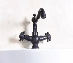 Oil Rubbed Bronze Black Color Single Hole Swivel Spout Kitchen Sink Bathroom Basin Faucet Two Cross Handles Mixer Tap anf141