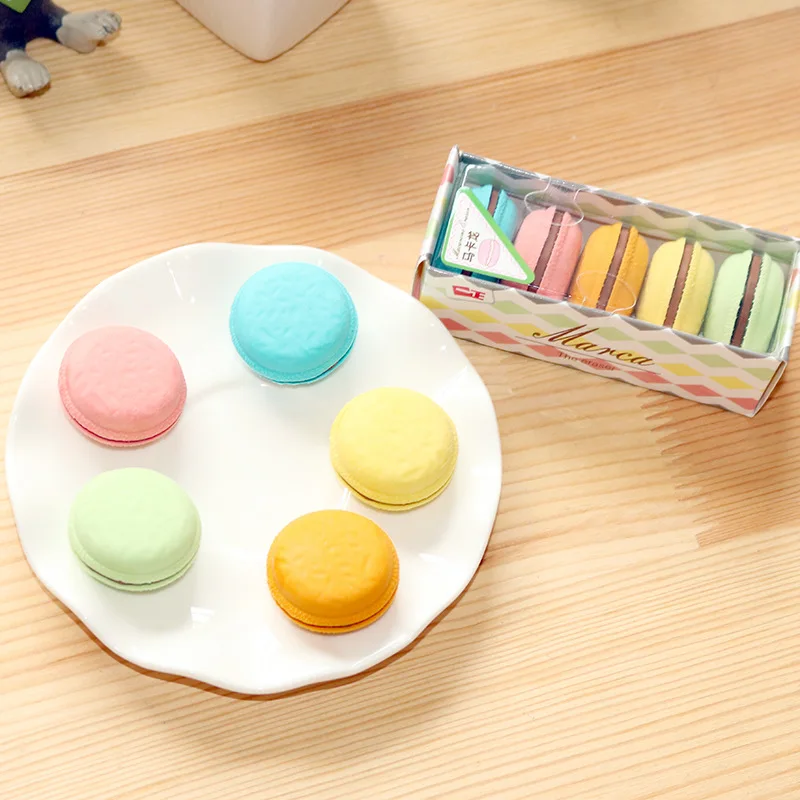 5 Pcs/Set Rubber Gomas De Borrar Erasers For Kids Lot Food Eraser Gomme Enfant Cute Silgi Gum Borracha Escolar Macaron Gumka pencil eraser
