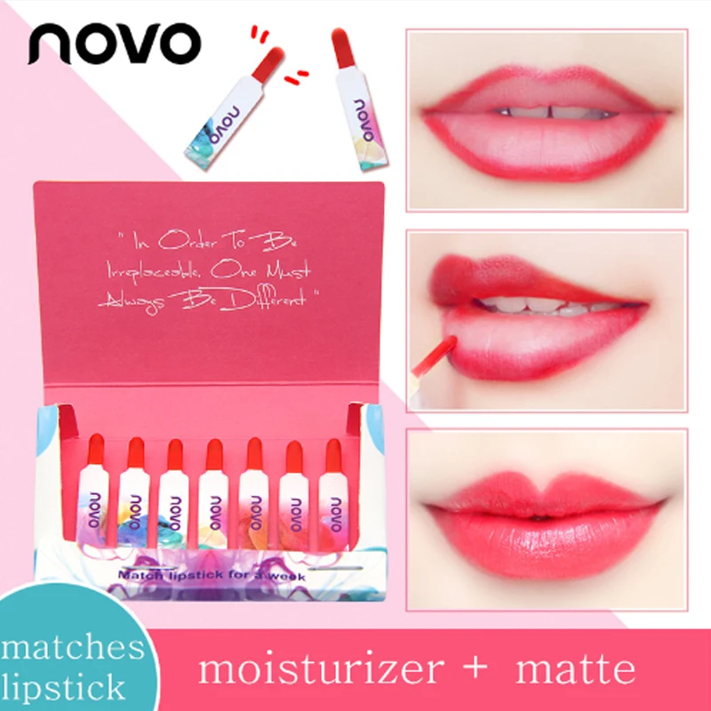 

NOVO Brand 35pcs/lot Easy to carry Moisturizer Lipstick Matte Disposable Lip Sitck Persistent Moisturizing 7pcs/box