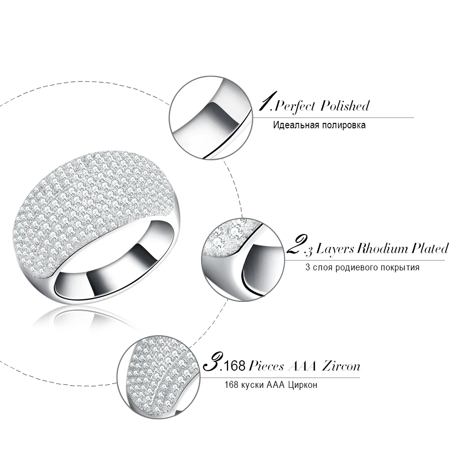 ORSA JEWELS Luxury Wedding Band Engagement CZ Ring Paved 196 Pieces AAA Austrian Cubic Zirconia Fashion Jewelry for Women OR123