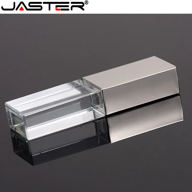 

JASTER Crystal USB Flash Drive 4GB 8GB 16GB 32GB 64GB USB 2.0 Memory Stick Metal Pen Drive Free Custom Photo Gifts