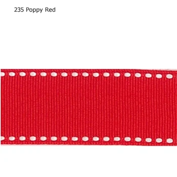 

1.5" inch 38mm white edge Poppy Red stitch ribbon