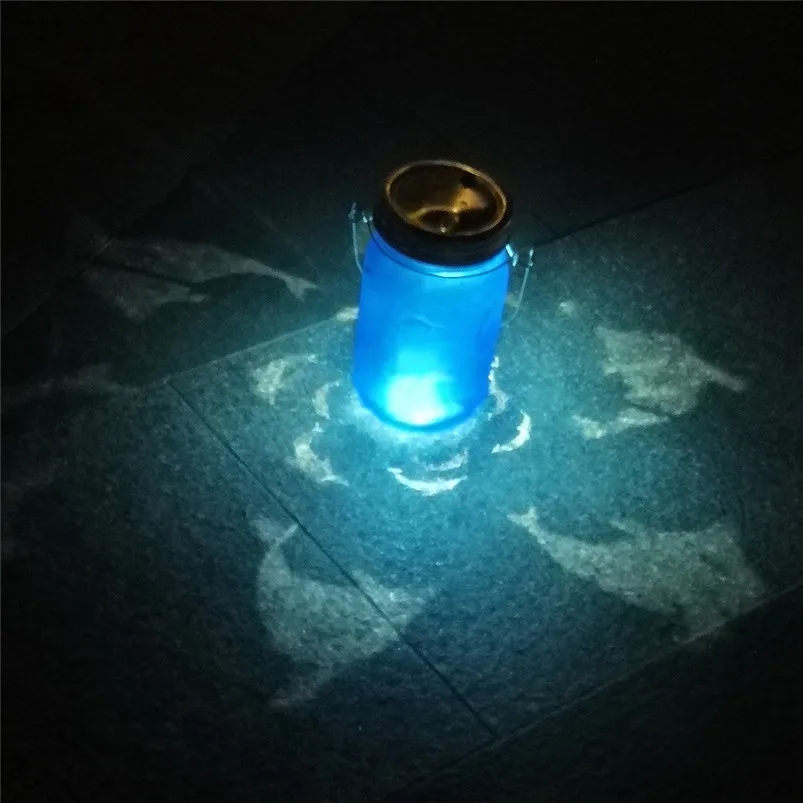Hand Etched Garland Light Dolphins Solar Mason Jar Light Bottle Projection Nightlight Patio Outdoor Luces Led Decoracion 40JUL0105