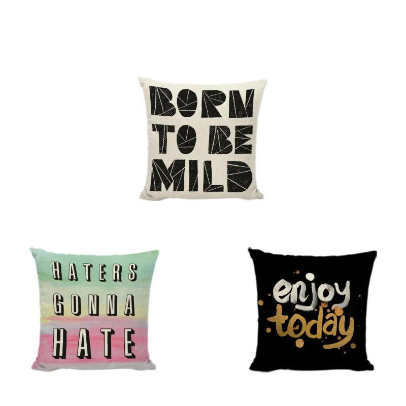 Scandinavian Style Inspirational Sentence Cushion Cover Diamond