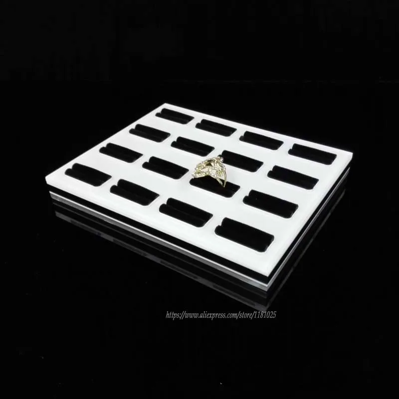 High Quality Acrylic 16 Slot Square Rings Holder Ring Display Tray Ring