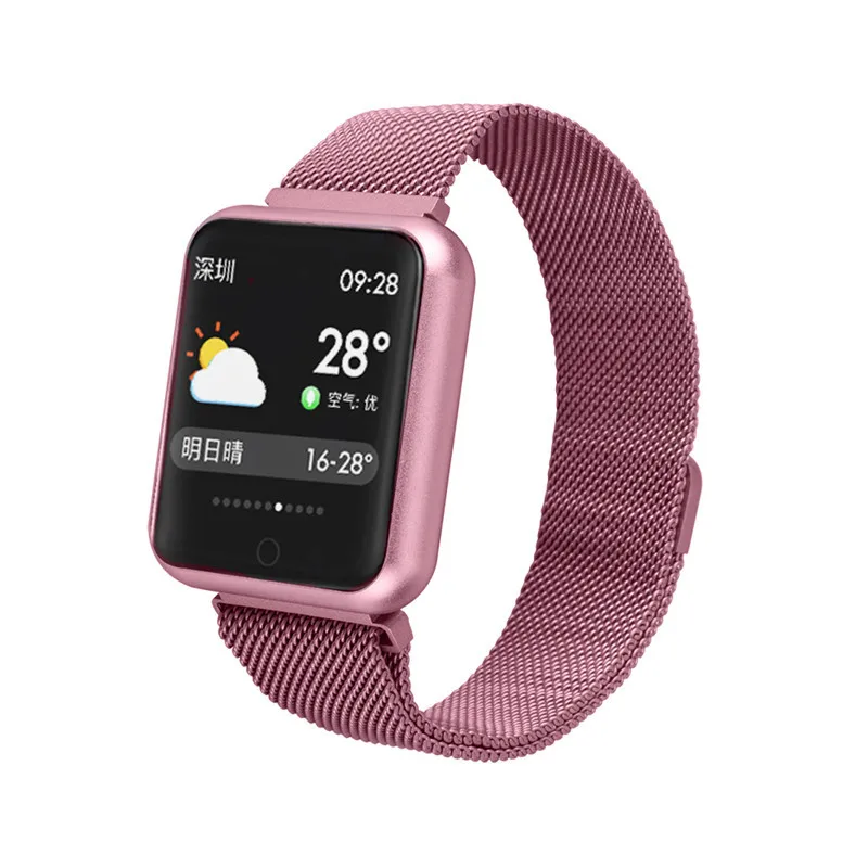 Смарт-часы P68 для мужчин и женщин, монитор сердечного ритма, спортивный фитнес-трекер, умные часы для IOS, iphone, apple, Android, PK часы 5 IWO 11/12 - Цвет: pink