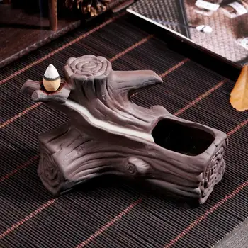 

Creativity Tree Stump Backflow Incense Burner Wierook Waterval Aromatherapy Smoke Waterfall Incense Holder Zen Ceramic Censer