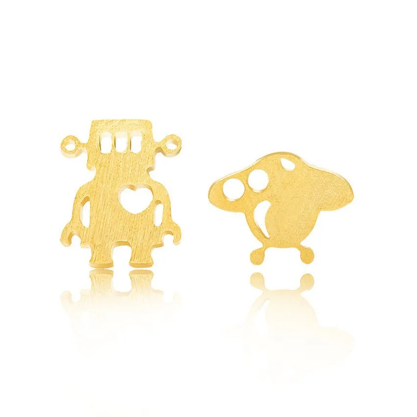 

Cartoon Imitation Spaceship Planet Unique Aros Robot Alien UFO Stud Earrings for Kids Teen Piercing Party Gifts Punk Jewelry