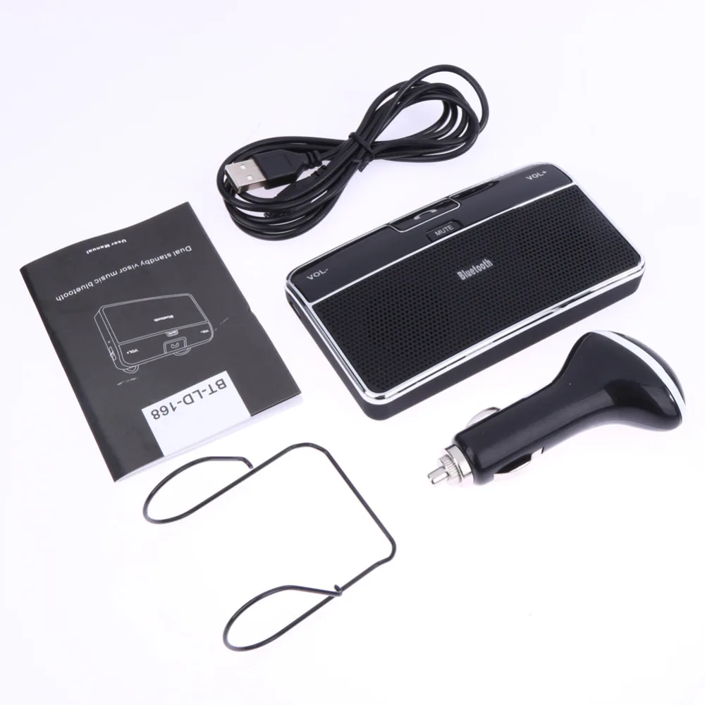 

Universal Bluetooth 4.0 EDR In-Car Speakerphone Sun Visor Handsfree Car Kit Music Receiver + Car Charger