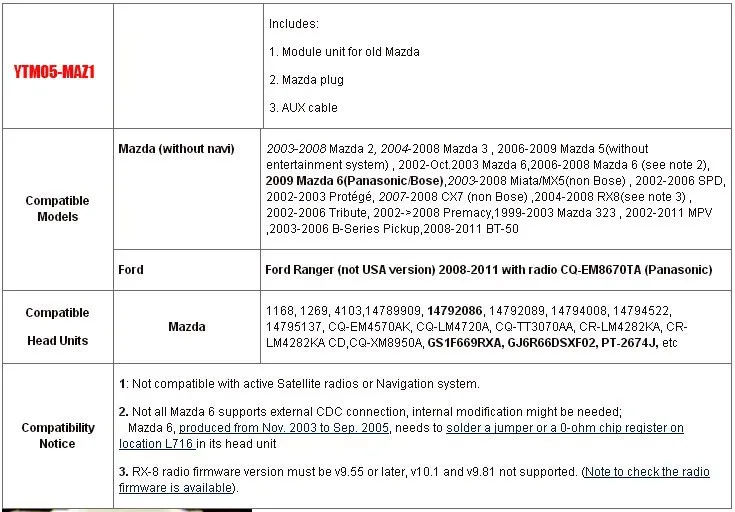 Yatour автомобильный адаптер iPhone iPad Ipod Integration kit интерфейс для Mazda 3/5/6 Miata/MX5 MPV Субару Outback 2003-2008 YT-M05