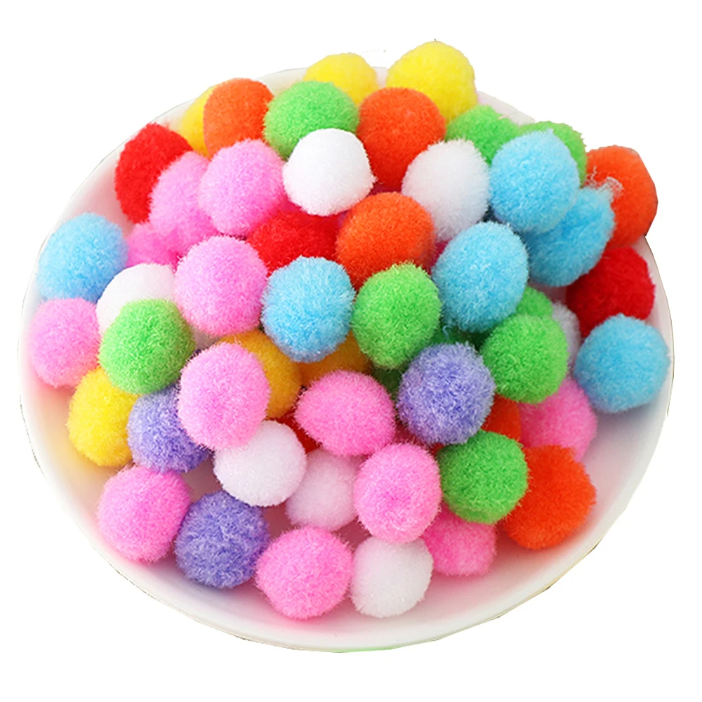

2019 100pcs 10/15/20/25/30/40mm Cute Mini Fluffy Soft Pom Poms Pompoms Ball Handmade Kids DIY Toys