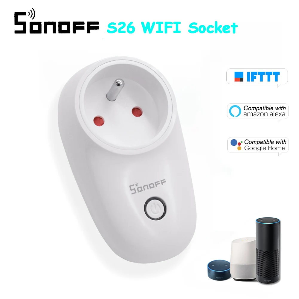 

Sonoff S26 Basic Wifi Socket Wireless Smart Home Switch Wall Plug Work With Alexa Google Home EU/US/UK/AU Plug Adapter