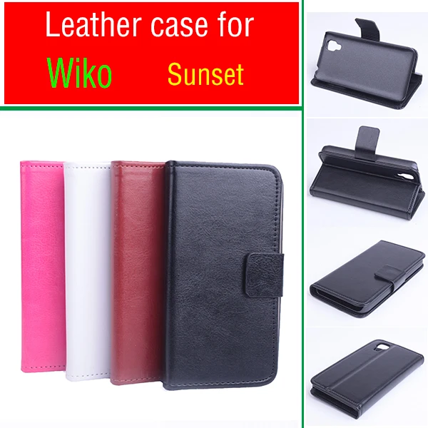 

Luxury Stand Wallet Style PU Leather Case for Wiko Sunset Flip Leather Cover with Card Slot Black Brown White Rose